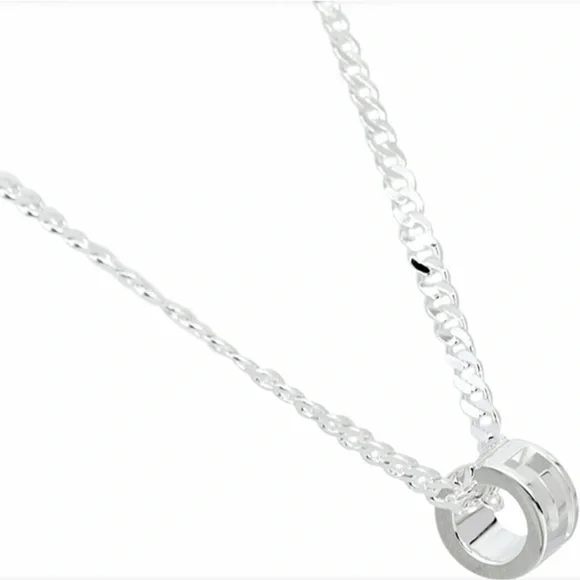 Gucci Sterling Silver G Cut Out Circle Pendant Necklace